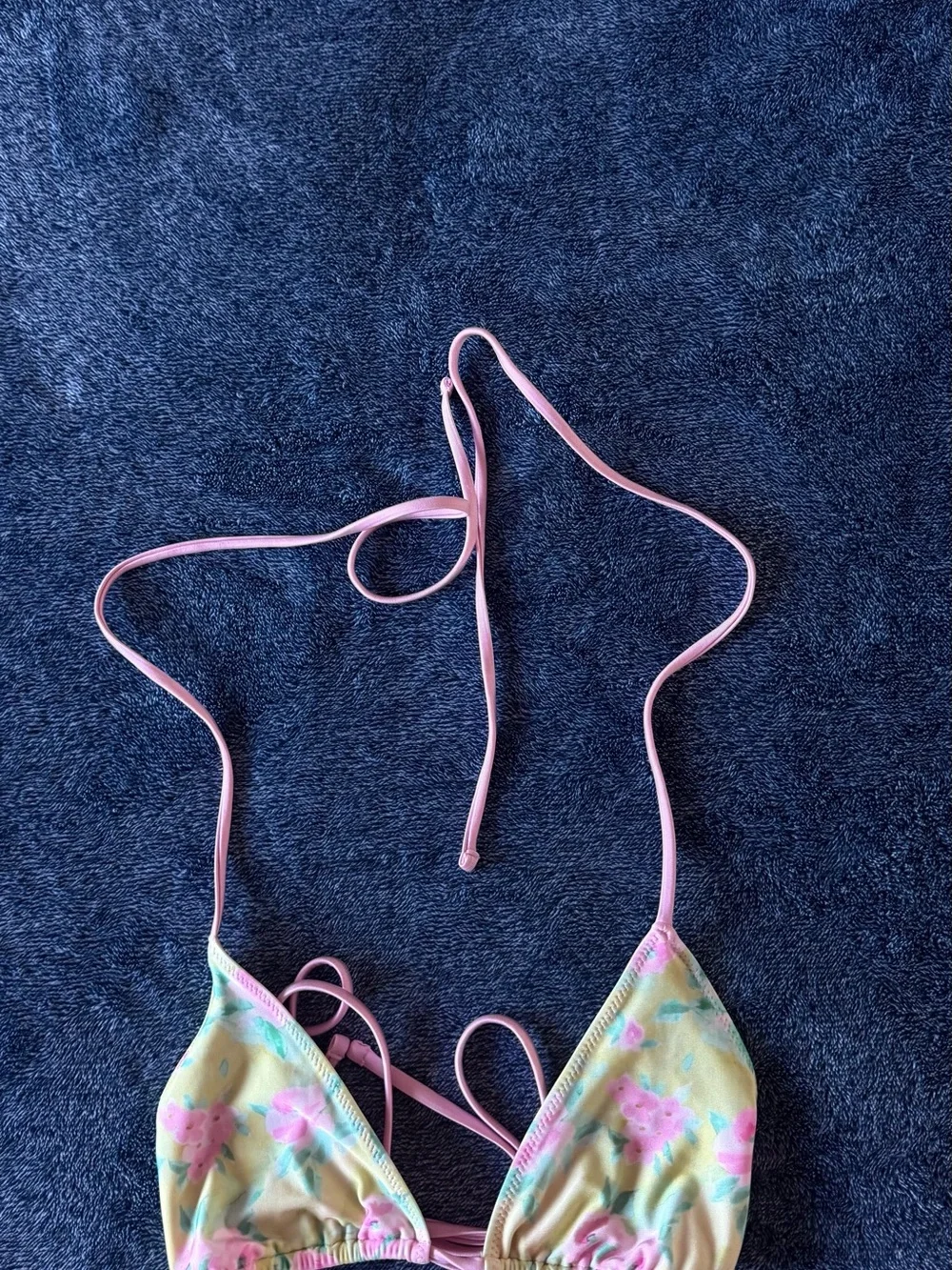 NWT Frankies Bikinis Pink Floral Tie-Side  Bikini Set in Nymphaea👙🩷💚🌸